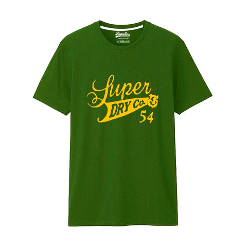 Super Dry Men Green Round Neck T shirt