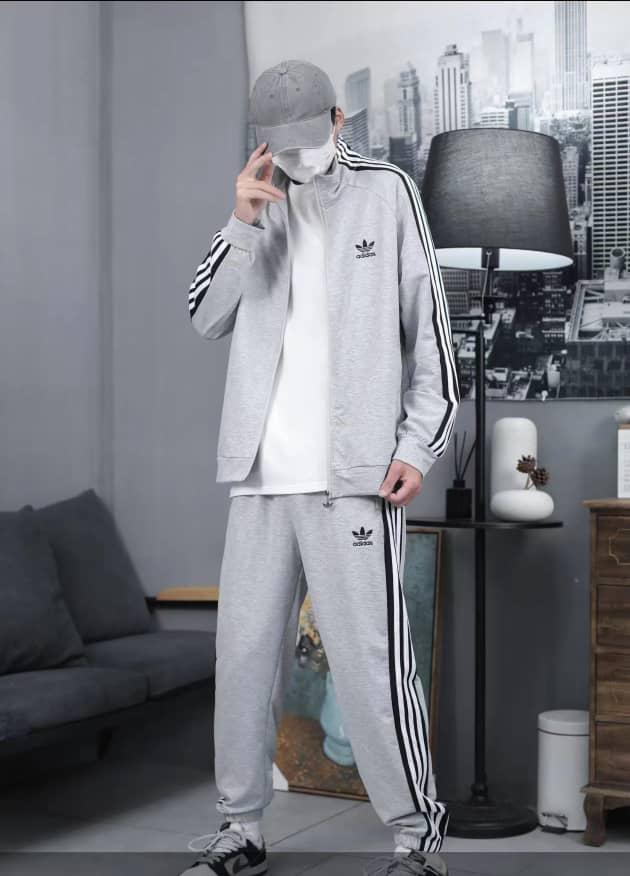 Mens grey adidas tracksuit online