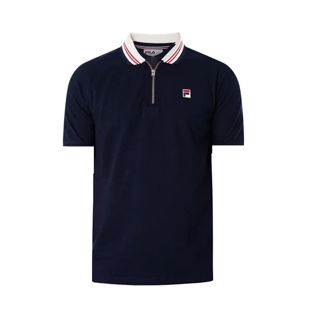 Fila Men Navy Blue Front Zip Polo