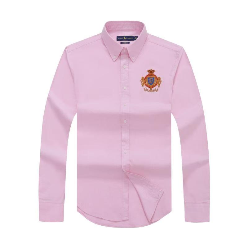 Embroidered Polo Ralph Lauren Badge Long Sleeve Pink Oxford Shirt