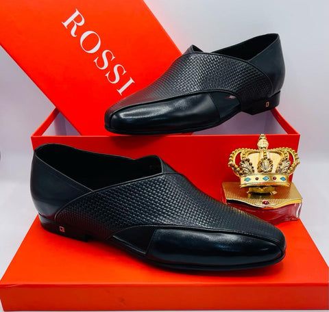 Rossi Black Cross Leather Shoes