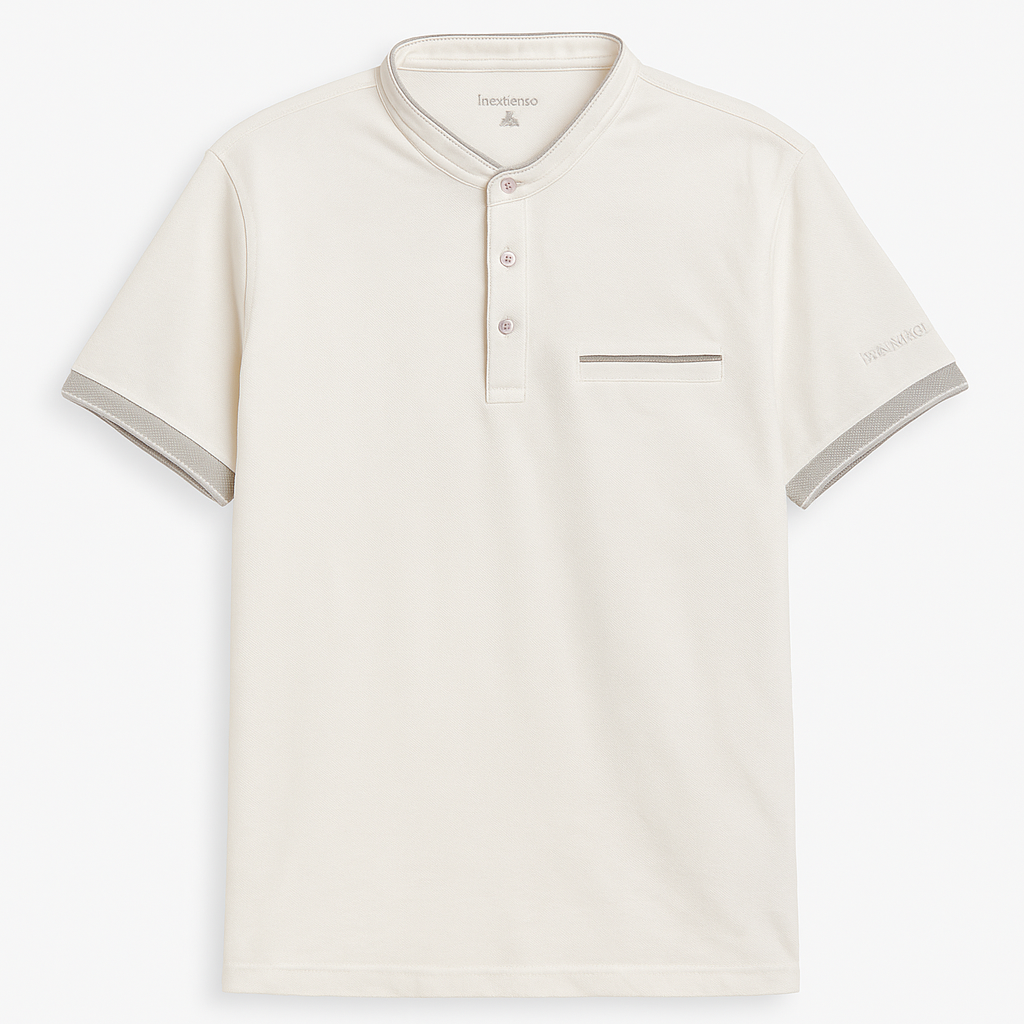 Insxtenso White Men Band Collar T shirrt