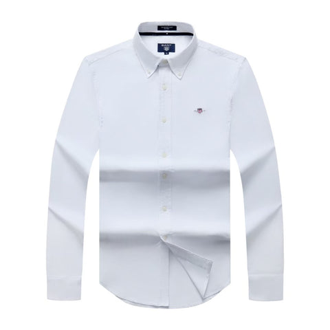 Gant Men White Oxford Long  Sleeve Oxford Check Shirt