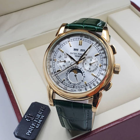 Patek Philp Green Quality Leather Men Watch