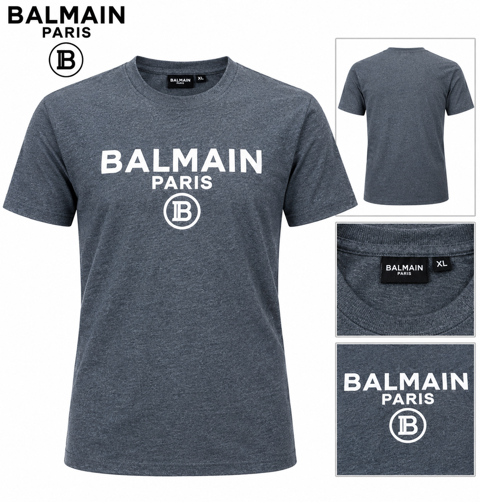 Balmain Paris Grey  Men  T shirt