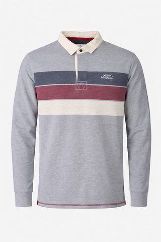 Weird Fish Men Grey Long Sleeve Polo