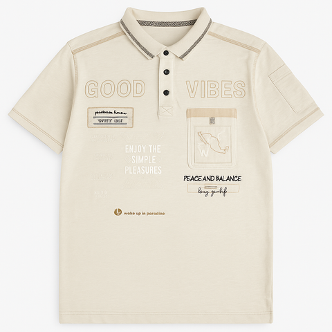 TOMS Men Cream Color Polo