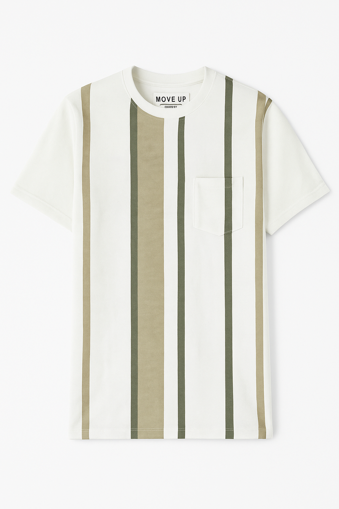 Active Premium White Stripe T shirt