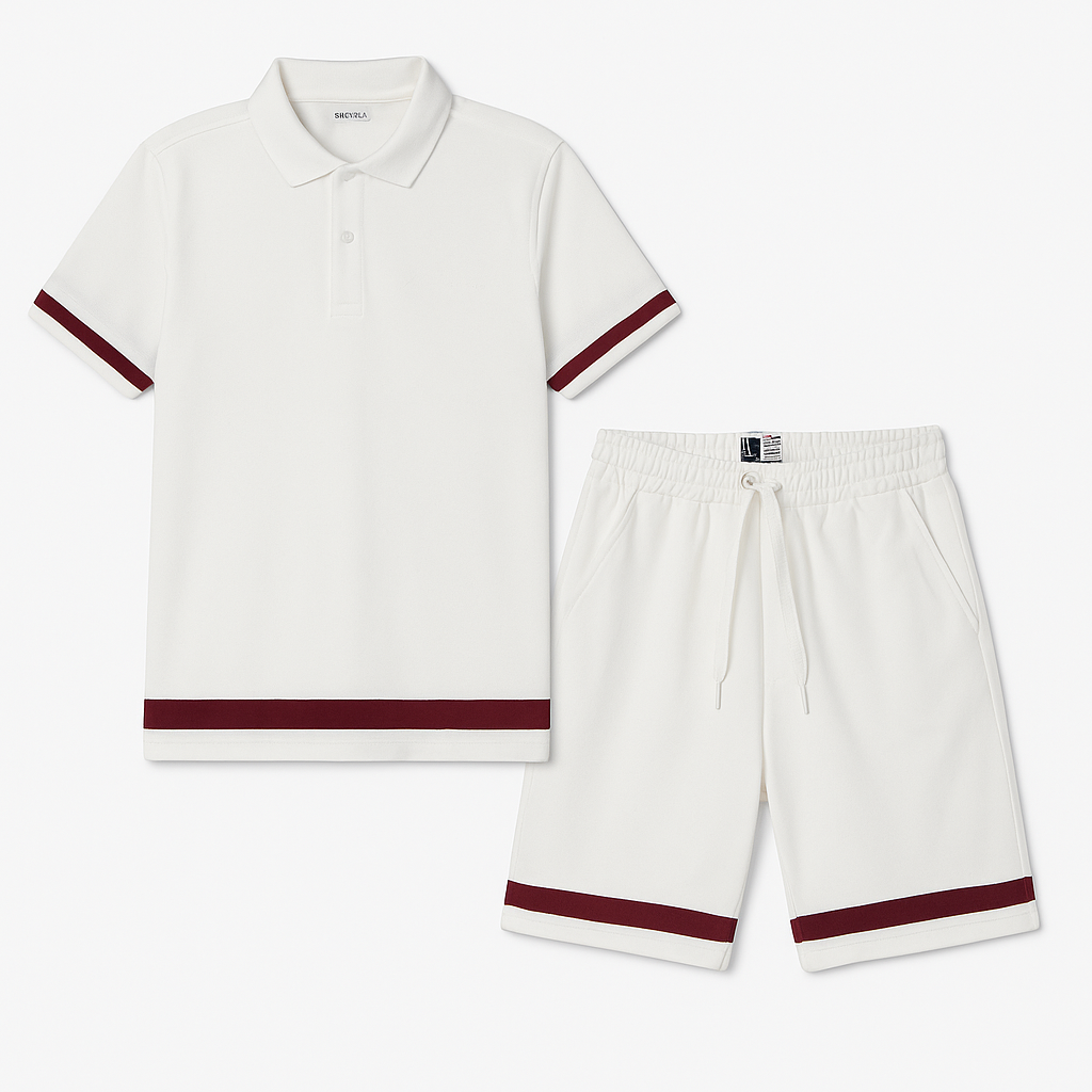 All White Men Polo and Short- Red Tag