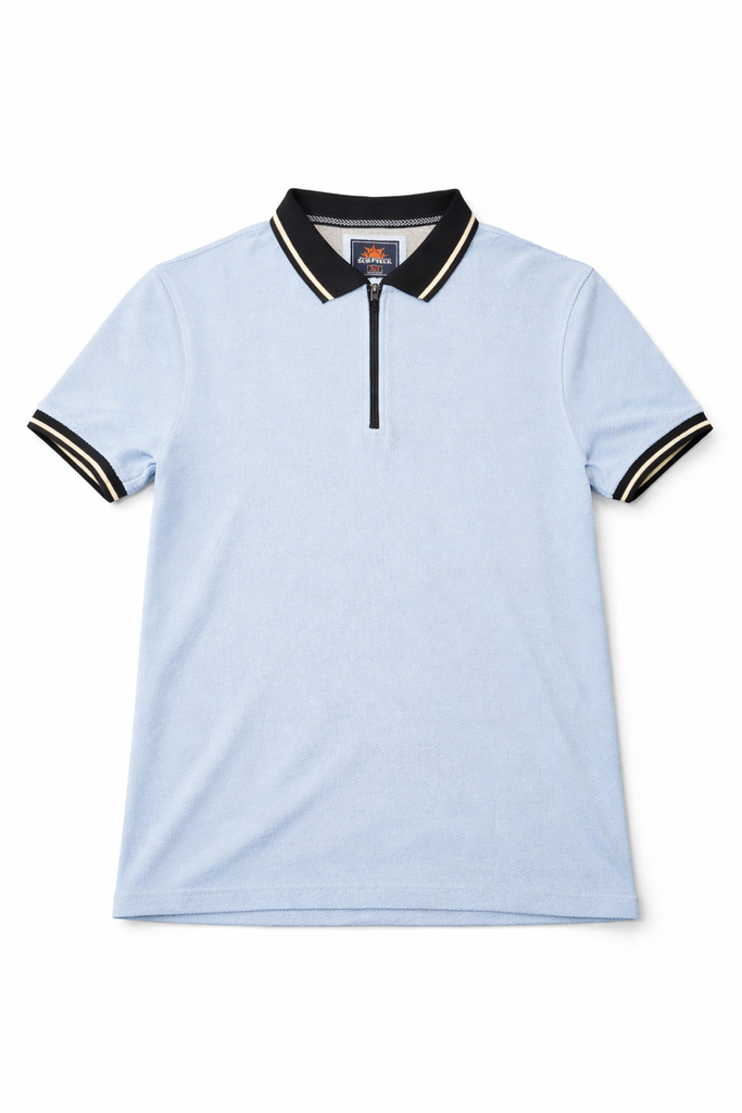 Premium Sky Blue Zip Up Men Polo