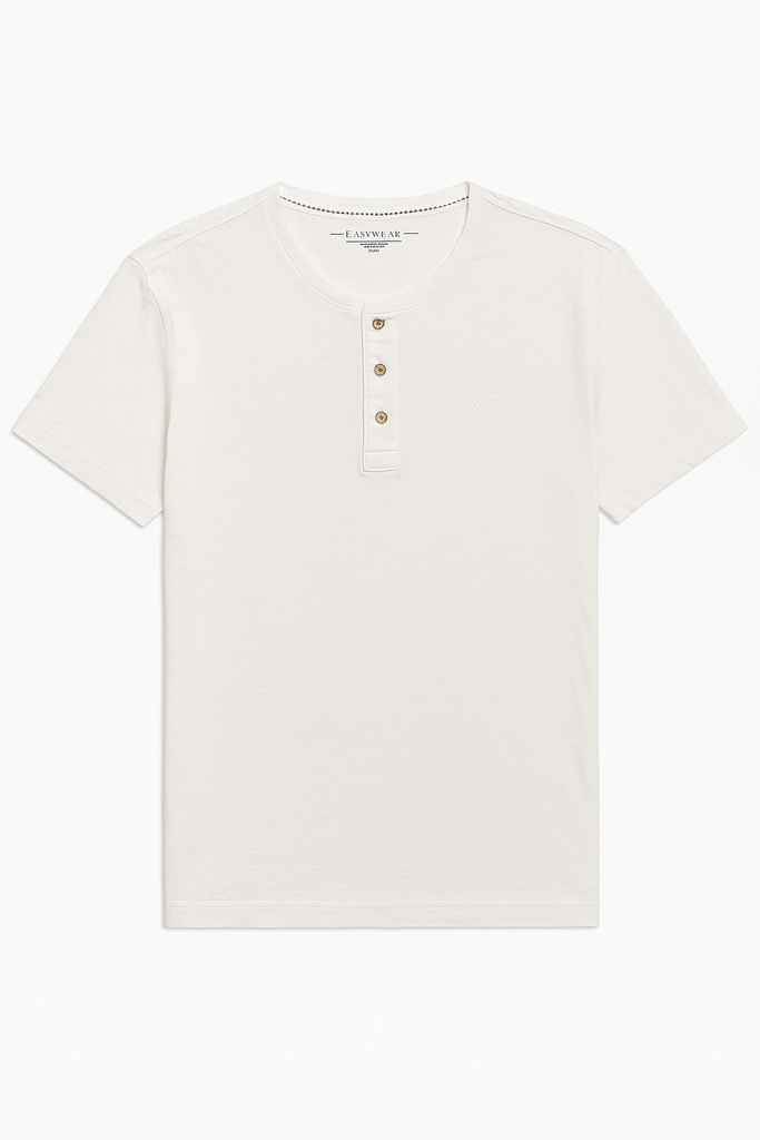 Easy Wear White Band Collar T shirt