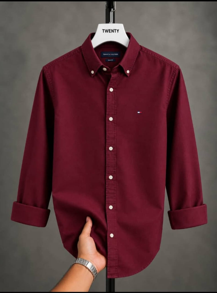 Tommy Hilfiger Men Long Sleeve Shirt - Maroon