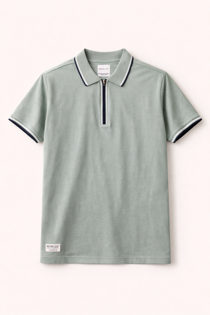 Men Zip Up Polo