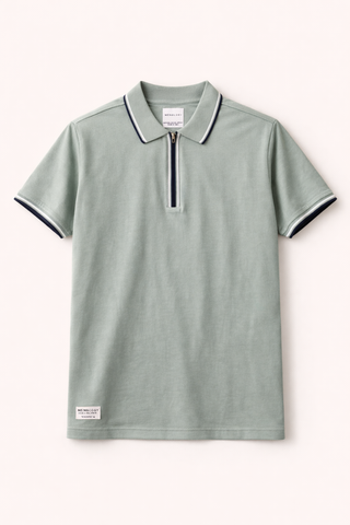 Men Zip Up Polo