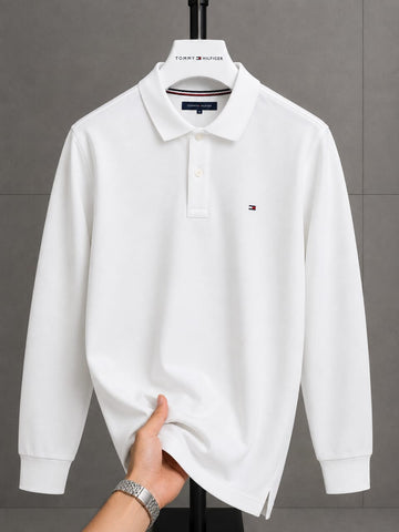 Tommy Hilfiger Men Long Sleeve Polo - Navy Blue