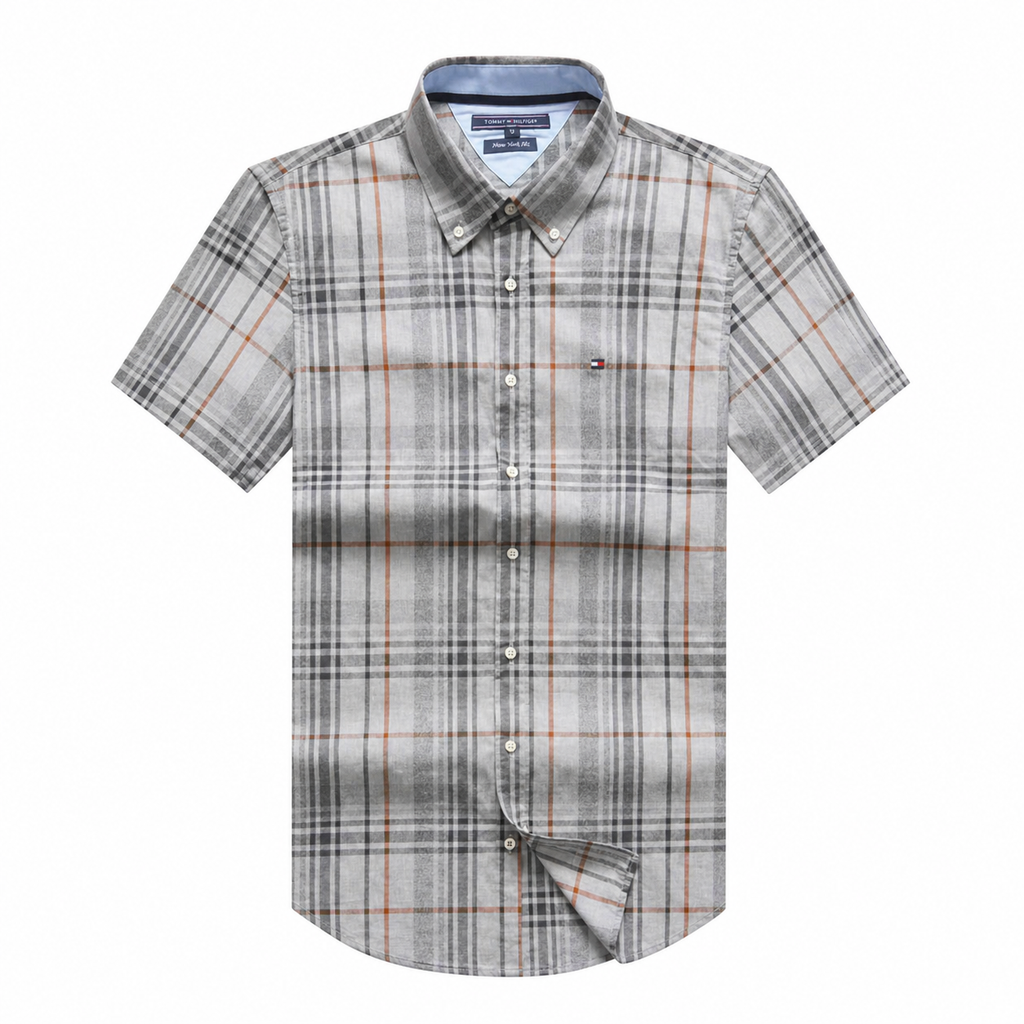 Tommy Hilfiger Men Check Short Sleeve Shirt New York Fit