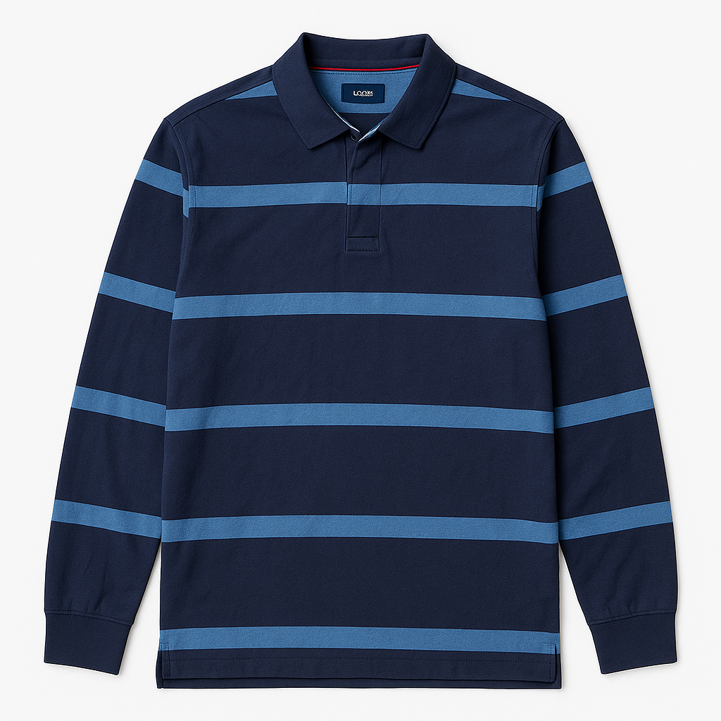 Giovanni Men Stripe Men Long Sleeve Polo
