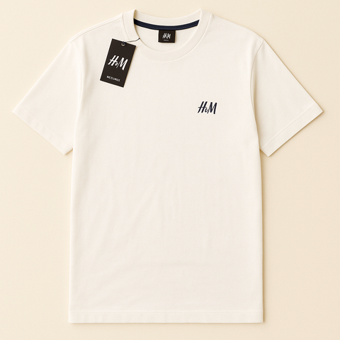 H & M White Men T shirt
