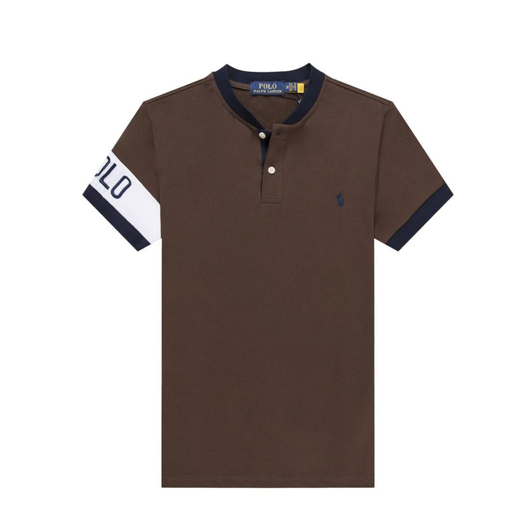 Ralph Lauren Men Brown Band Collar T shirt