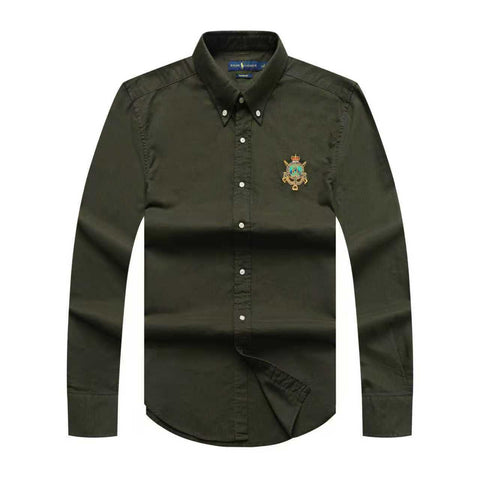Polo R.L Long Sleeve Men Badge Shirt -Green
