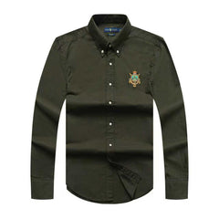 Polo R.L Long Sleeve Men Badge Shirt -Green