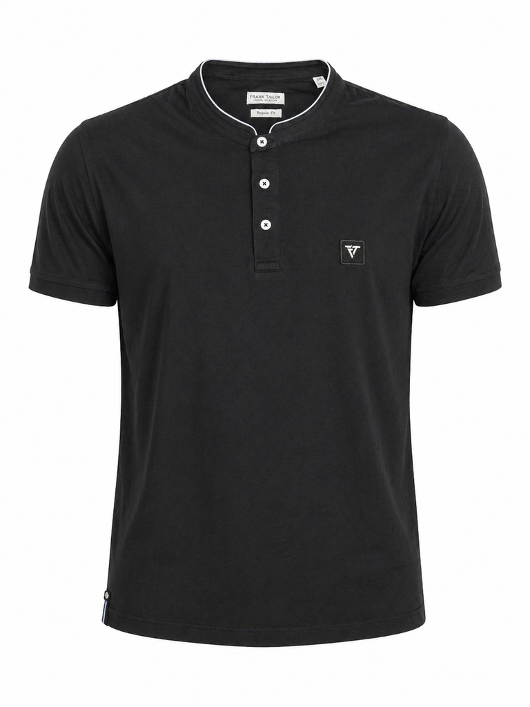 Frank Tailor Black Bank Collar T shirt