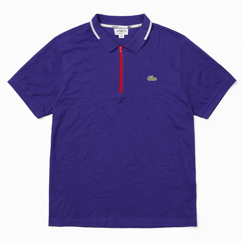 Lacoste Men Royal Blue Zip Up Polo