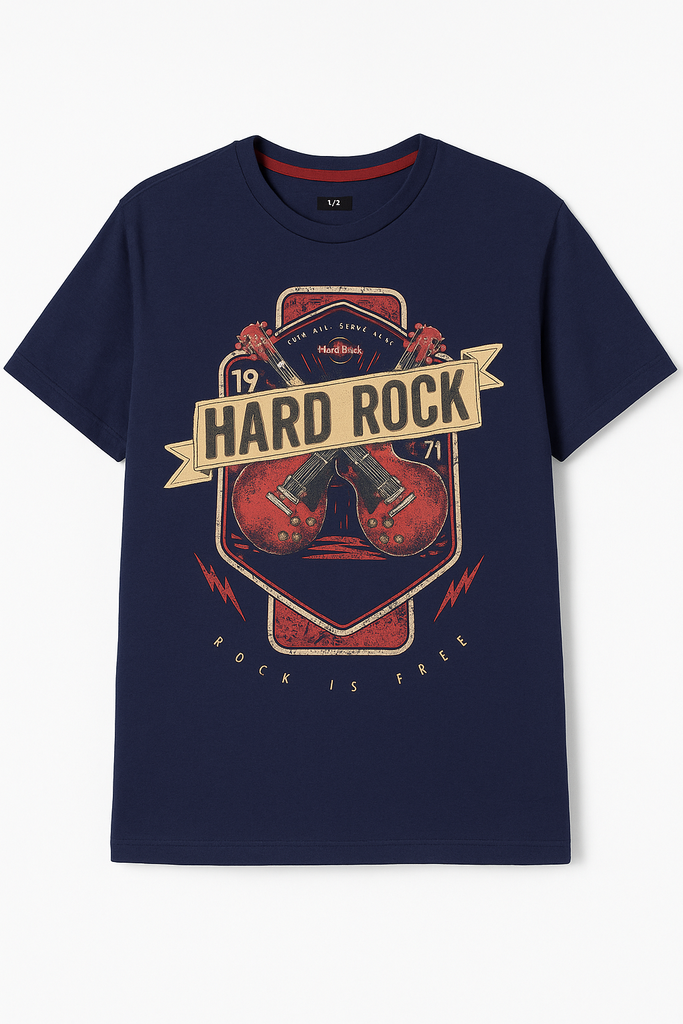 Hard Rock Men Navy Blue T shirt