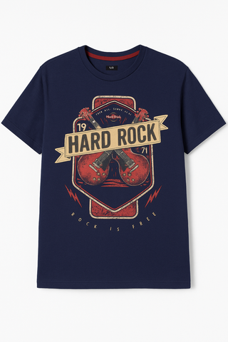 Hard Rock Men Navy Blue T shirt