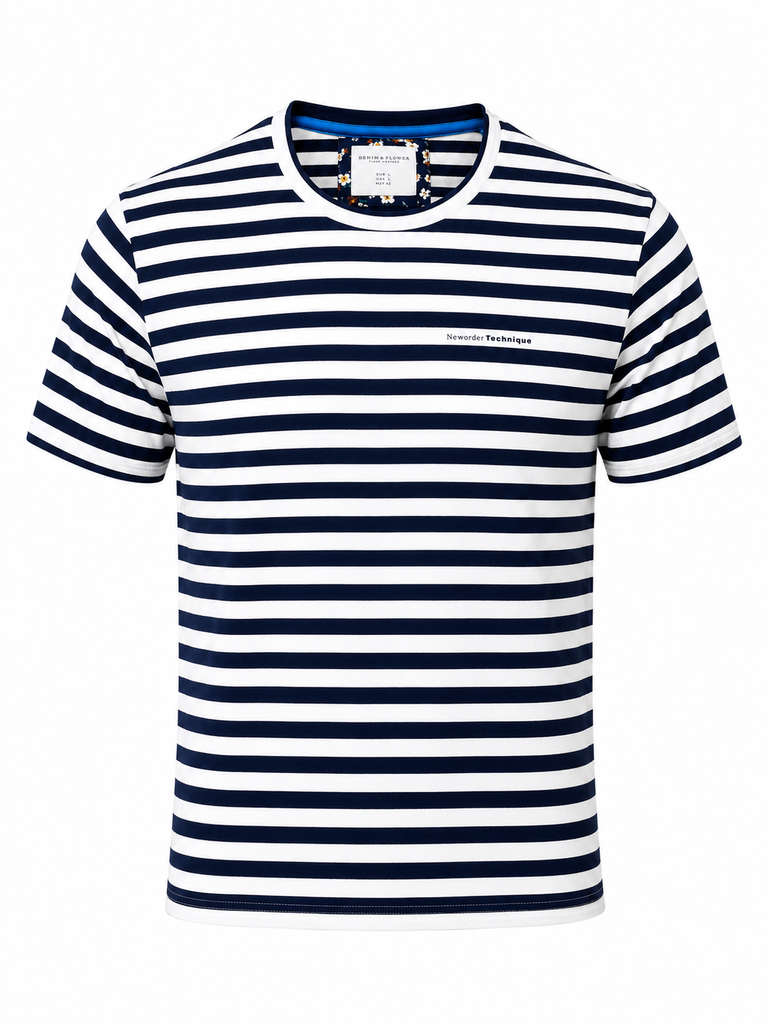 Denim & Flower Stripe Men T shirt