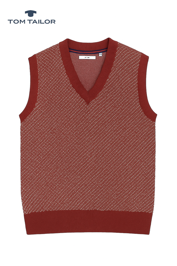 Tom Tailor Men Maroon Armless Sweater