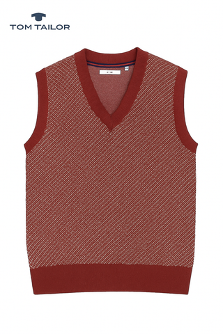 Tom Tailor Men Maroon Armless Sweater