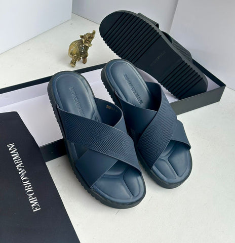 Emporio Armani Blue Men Stripe Slippers