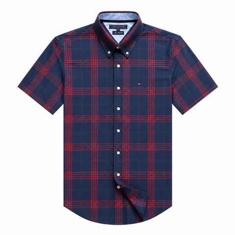 Tommy Hilfiger Men Check Short Sleeve Shirt New York Fit