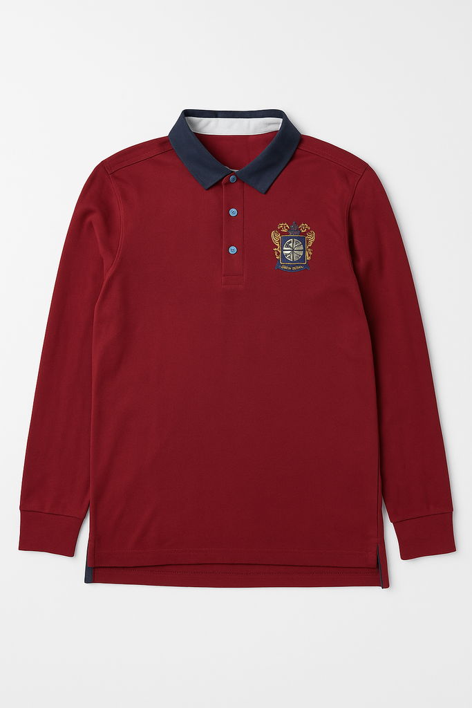 Valentino Giovanni Men Maroon Long Sleeve Polo