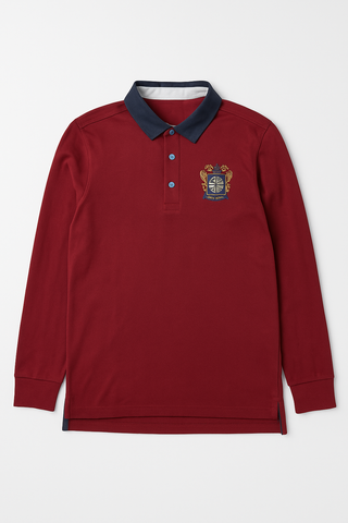 Valentino Giovanni Men Maroon Long Sleeve Polo