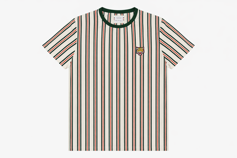 Denim & Flower Badge Stripe T shirt