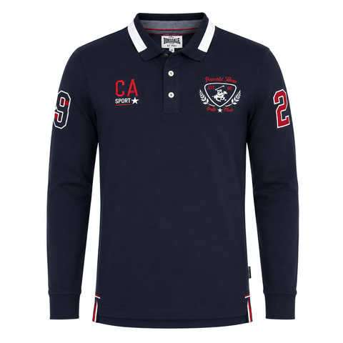 Beverly Hills Long Sleeve Men Polo Blue
