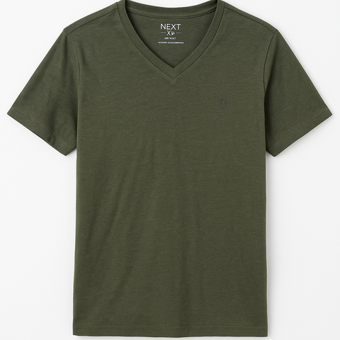 Next Army Green V neck T shirt