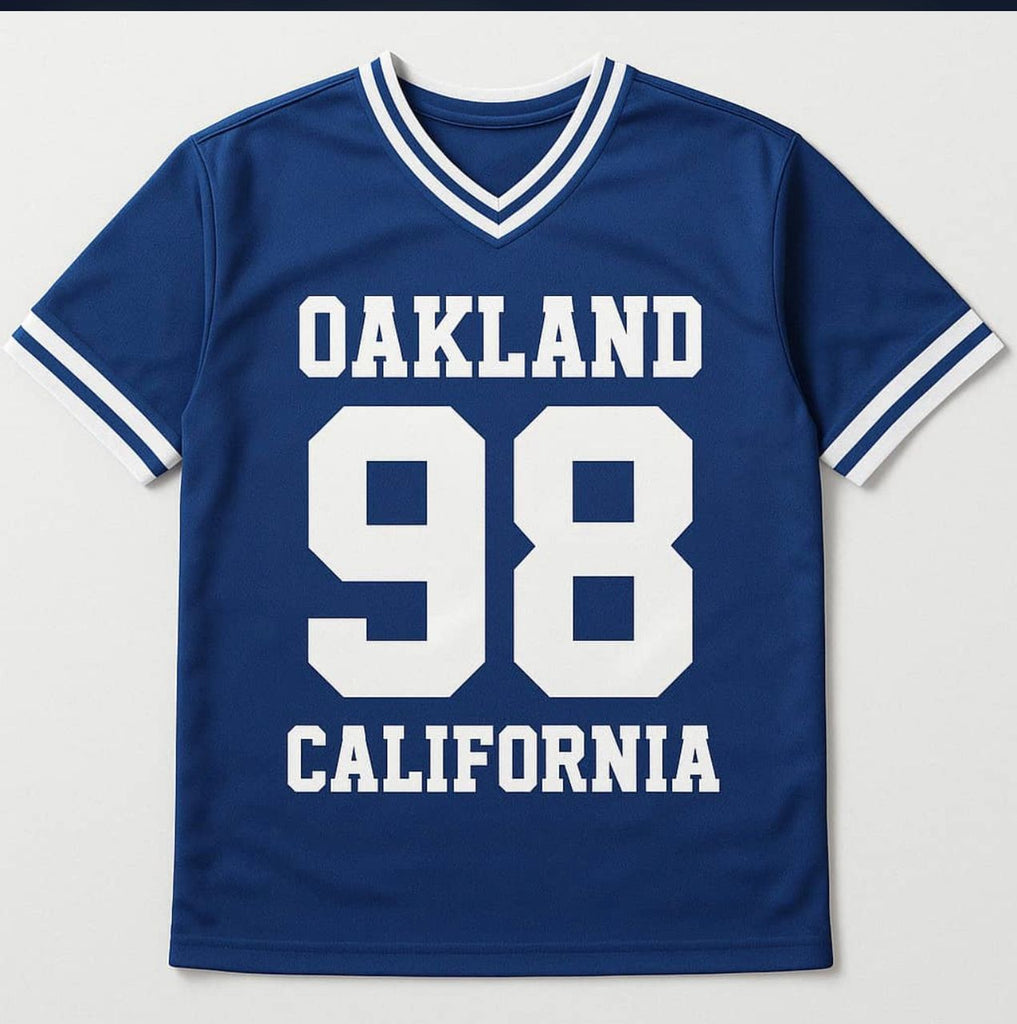 Baseball Sport Oakland Blue V neck t shirt