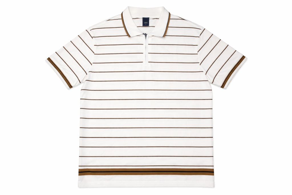 MVN Men Stripe Zip Up Polo