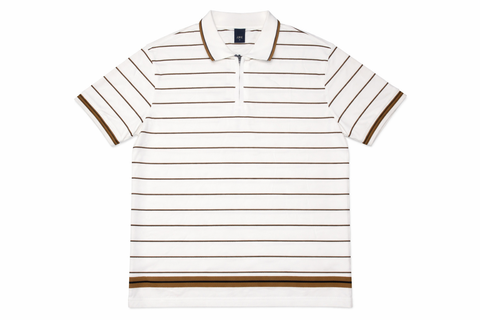 MVN Men Stripe Zip Up Polo