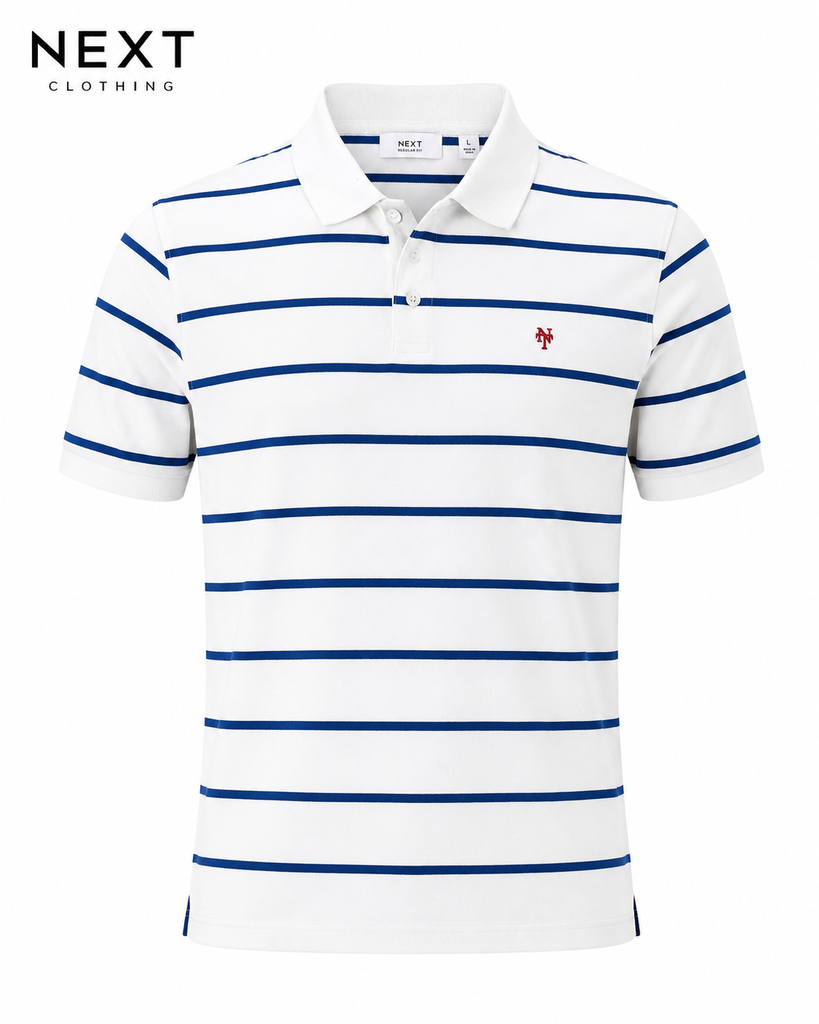 Next Men Stripe White Polo