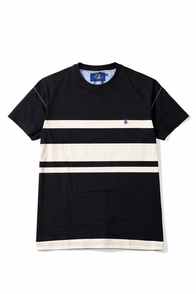 Louis Phillippe Men Black Stripe T shirt