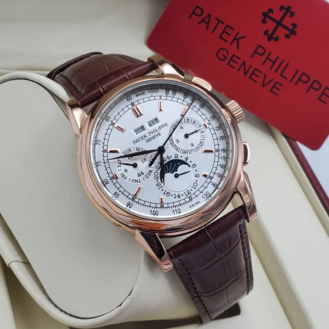 Patek Philp Brown Quality Leather Men Watch