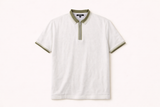 Novamen Men Off White Zip Up Polo