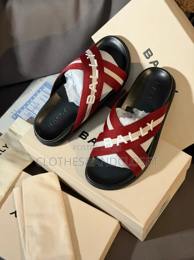 Bally Men Cross Slides- Red