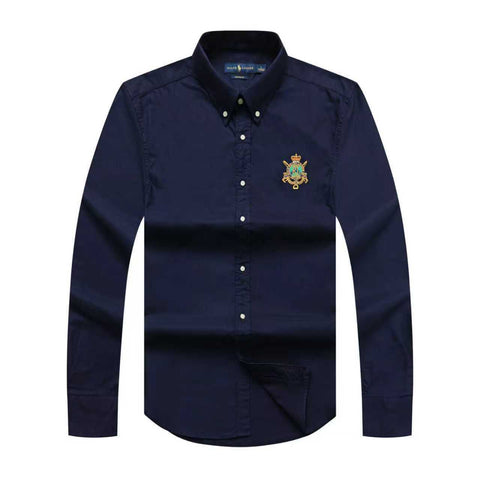 Polo R.L Long Sleeve Men Badge Shirt - Navy Blue