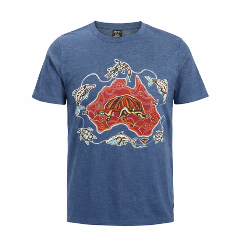 Australian Arts Blue Round Neck T shirt
