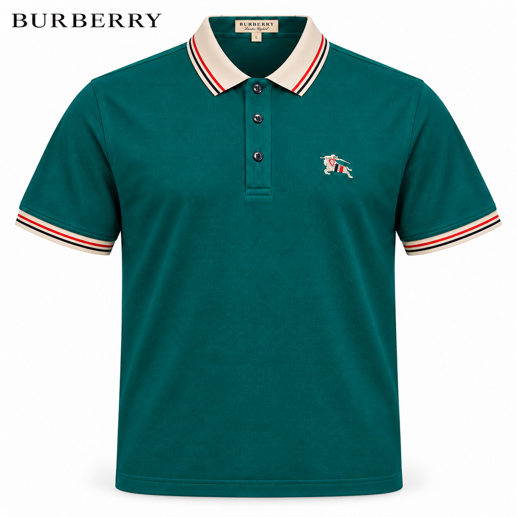 Burberry Men Green Polo